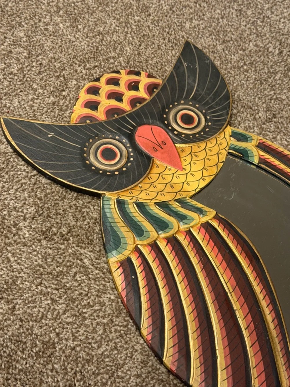 Vintage Owl Mirror Bohemian Colorful Unique